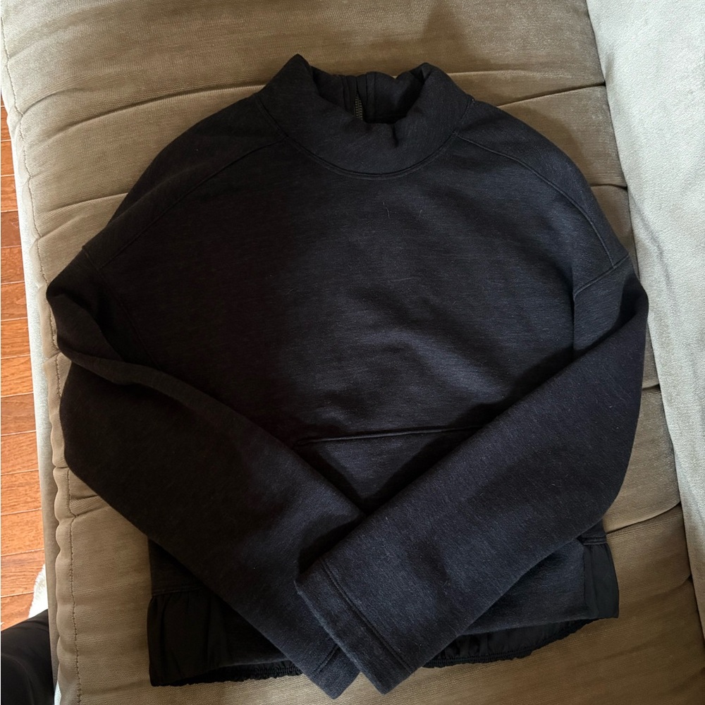 Lululemon Athletica Black Mock Neck Cropped Sweatshirt